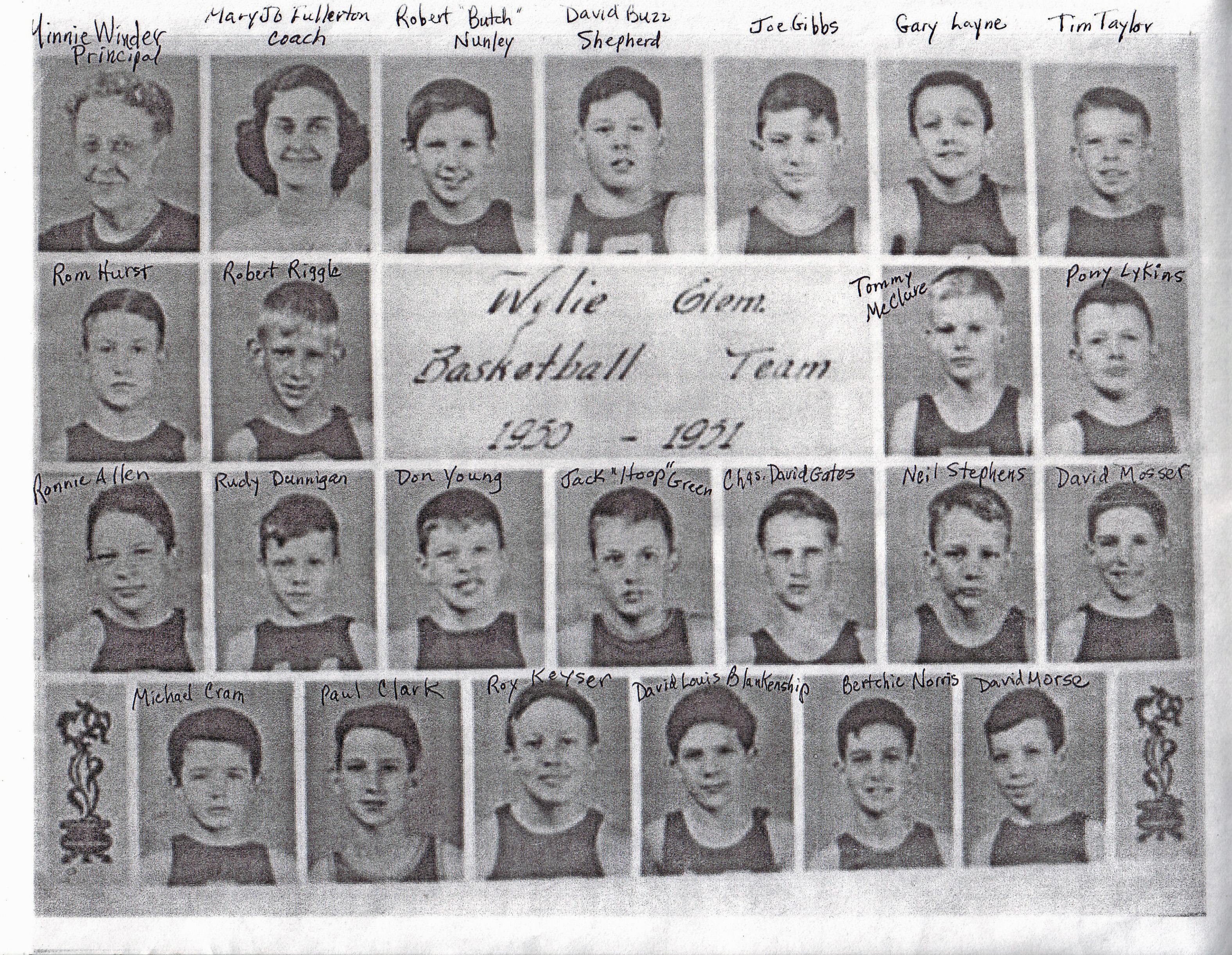 WYLIE BASKETBALL TEAM - 1950-51.